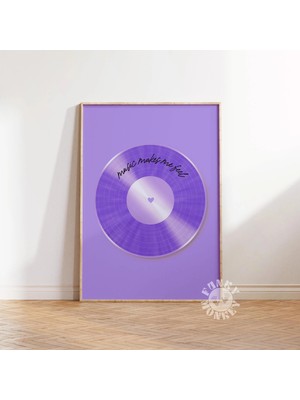 Ninastore Vinil Plak Baskısı / Mor Retro Vinil Plak Duvar Sanatı / Müzik Bana Duygu Veriyor Dijital Baskı / Tr