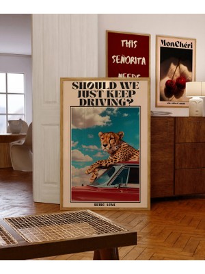 Ninastore Retro Çita Araba Posteri: 70'ler Hayvan Baskısı (Dijital Baskı)