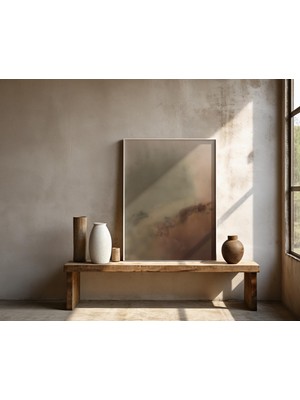 Ninastore Sıcak Toprak Tonlarında Yumuşak, Nötr Soyut Tasarım – Çerçeveli Poster