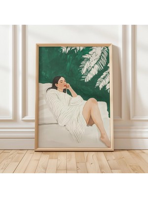 Ninastore Zümrüt Yeşili Kadın Sanat Baskısı: Soyut Minimalist Duvar Dekoru (Dijital Indirme)