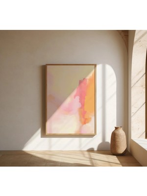 Ninastore Açık Pembe ve Sıcak Turuncu Soyut | Güzel Sanatlar Posteri