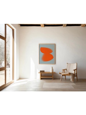 Ninastore Turuncu ve Mavi Minimalist Soyut Duvar Sanatı | Dijital Indirme