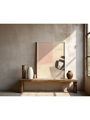 Ninastore Nötr Soyut Fırça Darbesi Duvar Sanatı – Çerçeveli Poster