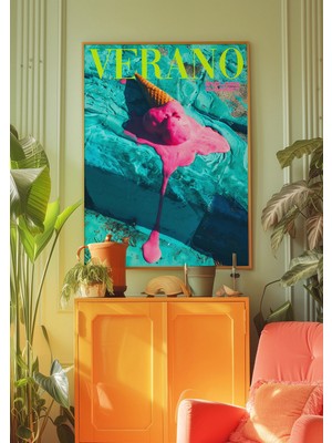 Ninastore Verano Dondurma Posteri: Maksimalist Psychedelic Duvar Sanatı (Dijital Indirme)
