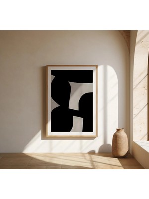 Ninastore Siyah ve Gri Minimalist Soyut Duvar Sanatı | Güzel Sanatlar Posteri