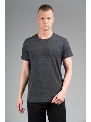 Maraton Regular Erkek Bisiklet Yaka  Siyah T-Shirt