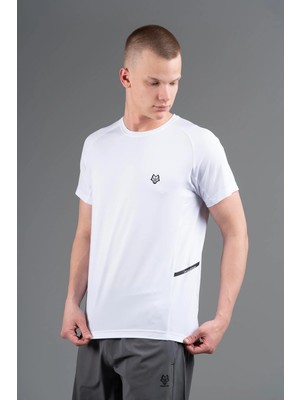 Maraton Regular Erkek Bisiklet Yaka  Beyaz T-Shirt