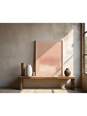 Ninastore Yumuşak Pembe ve Şeftali Tonlarında, Minimalist Gün Batımı Temalı Soyut Duvar Sanatı – Çerçeveli Pos