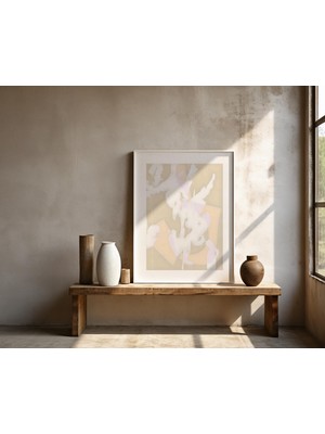 Ninastore Yumuşak, Nötr, Soyut Bej ve Pembe Tonlarında Modern Duvar Sanatı – Çerçeveli Poster