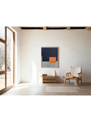 Ninastore Modern Soyut Minimalist Baskı/ Lacivert Turuncu Sanat Eseri (Dijital Indirme)