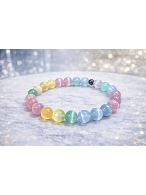 Doğaltaş Renkli Selenit Bileklik 8mm