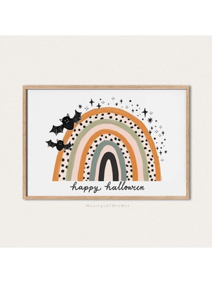Ninastore Mutlu Cadılar Bayramı Gökkuşağı Baskılı Sanat Eseri / Boho Gökkuşağı Cadılar Bayramı Sanatı / Boho S