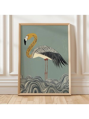 Ninastore Flamingo Duvar Sanatı Kuş Baskısı Sahil Dekorasyonu Minimalist Hayvan Sanatı