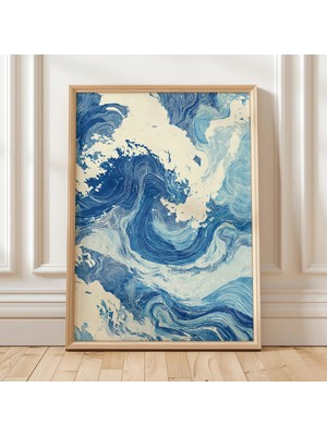 Ninastore Okyanus Dalgaları Sanatı Soyut Deniz Baskısı Mavi Su Sanat Eseri Modern Kıyı Posteri Çağdaş Duvar Sa