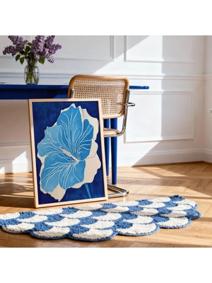 Ninastore Mavi Çiçekli Duvar Sanatı, Modern Botanik Baskı, Minimalist Çiçek Sanatı, Zarif Doğa Dekorasyonu, Ça