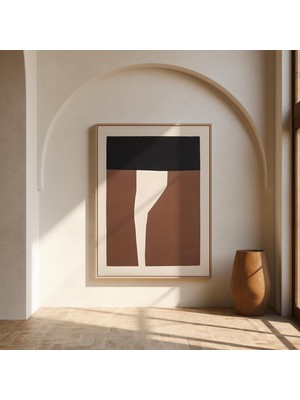 Ninastore Güzel Sanatlar Posteri: Kahverengi ve Siyah Modern Soyut Şekiller Baskısı (Çerçevesiz)