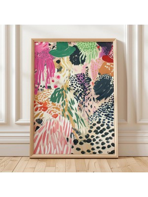 Ninastore Renkli Soyut Duvar Sanatı Baskısı / Modern Boho Desenli Poster / Cesur Fırça Darbesi Sanatı / Eklekt