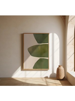 Ninastore Güzel Sanatlar Posteri: Minimalist Yeşil Soyut Baskı · Japandi Esintili Dekorasyon (Çerçeve Dahil De