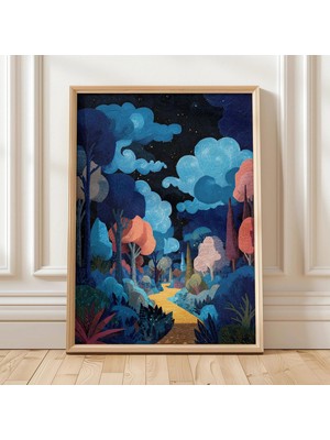 Ninastore Orman Gece Yolu/ Büyülü Ağaç Baskısı/ Yıldızlı Gökyüzü Duvar Sanatı/ Rüya Gibi Manzara Posteri/ Büyü