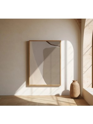 Ninastore Güzel Sanatlar Posteri: Minimalist, Nötr, Soyut Duvar Sanatı | Bej Organik Şekiller (Çerçeve Dahil D