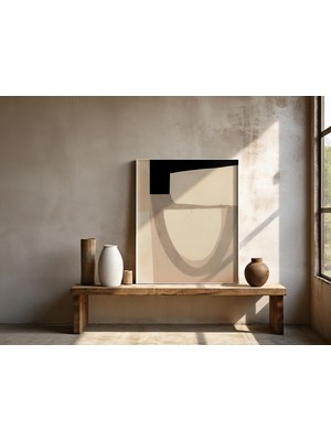 Ninastore Çerçeveli Poster: Modern Bej Duvar Sanatı | Müze Kalitesinde Minimalist Nötr Soyut