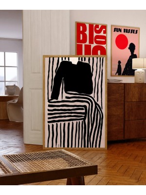 Ninastore Siyah Çizgili Soyut Sanat Baskısı: Kitsch Maksimalist Dekor (Dijital Indirme)