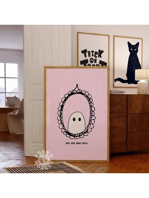 Ninastore Pembe Cadılar Bayramı Dekorasyonu / Çok Güzelsin Duvar Sanatı Baskısı / Sevimli Hayalet Posteri / Şı