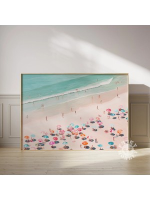 Ninastore Hava Fotoğrafı/ Sahil Duvar Sanatı/ Kız Çocuk Odası Estetiği/ Pembe Pastel Sahil Posteri/ Sahil Tema