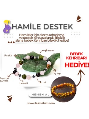 Doğaltaş Hamilelere Özel Destek Bilekliği + Bebek Kehribarı Hediye