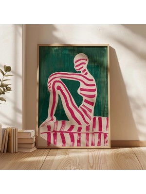 Ninastore Zümrüt Yeşili Soyut Kadın Baskısı: Çağdaş Çizgili Sanat (Dijital Indirme)