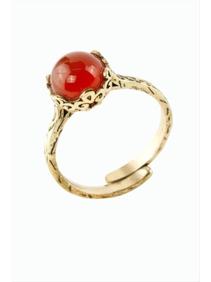 Renklime Yuvarlak Doğaltaşlı Otantik Yüzük