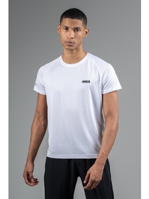 Maraton Regular Erkek Bisiklet Yaka  Beyaz T-shirt
