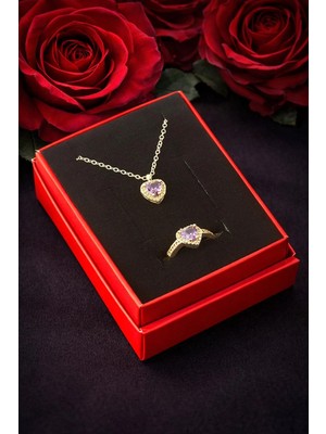 Renklime Pnr Kalp Zirkon Taşlı Set Koyle