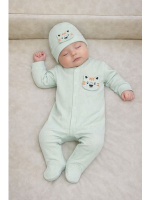 Balgüneş %100 Pamuk Unisex Şapkalı Bebek Tulum