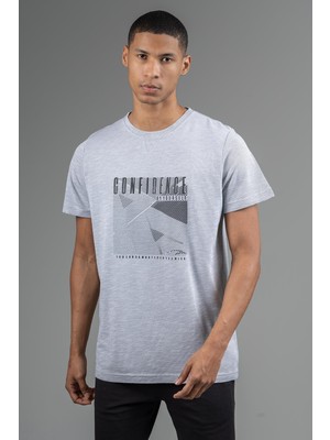 Maraton Regular Erkek Bisiklet Yaka  Beyaz T-Shirt