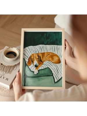 Ninastore Uyuyan Beagle Köpeği Sanat Baskısı: Rahat Evcil Hayvan Duvar Dekoru (Dijital Indirme)