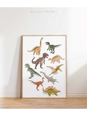 Ninastore Dinozor Duvar Sanatı / Erkek Çocuk Odası Dinozor Dekorasyonu / Boho Çocuk Odası Dekorasyonu / Çocuk