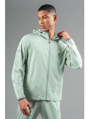 Maraton Regular Erkek Kapüşonlu  Su Yeşili Eşofman Üstü