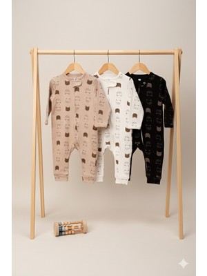 Erkek Bebek %100 Pamuklu 3'lü Patiksiz Tulum 9-12-18 Ay Yenidoğan Bebek Kıyafeti