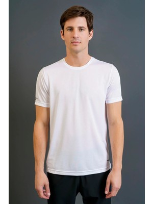 Maraton Regular Erkek Bisiklet Yaka  Beyaz T-Shirt