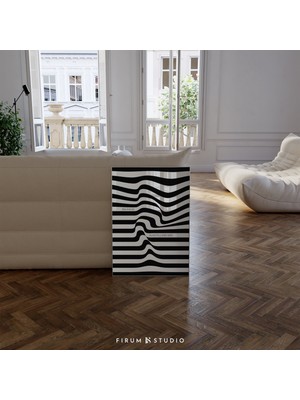 Ninastore Siyah Beyaz Geometrik Baskı - Bauhaus Tarzı Minimalist Duvar Sanatı / Orta Çağ Moderni | 1937