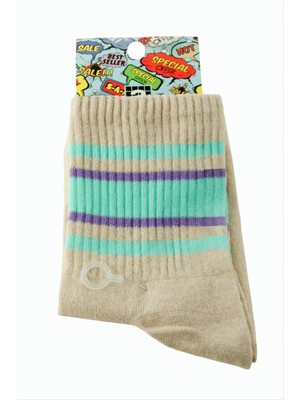 Renklime Çizgili Kolej Çorap 8*28