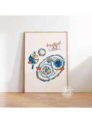 Ninastore Kahvaltı Kulübü Mutfak Baskısı/ Retro Kahve Espresso Kahvaltı Yemekleri Duvar Sanatı/ Trend Yemek Ba