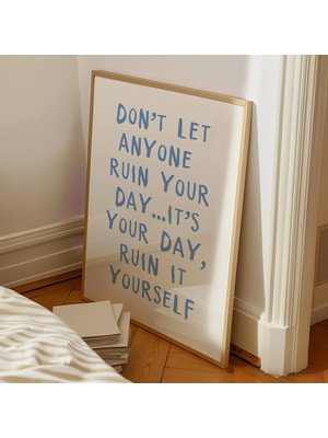 Ninastore Komik, Trend Mavi Duvar Sanatı / Tipografi Dijital Baskı / Retro Üniversite Yurt Odası Dekorasyonu /