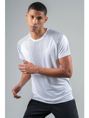 Maraton Regular Erkek Bisiklet Yaka  Beyaz T-Shirt