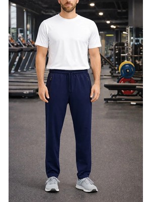 Jiber Sporcu Likra Ince Kumaş Cepleri Fermuarlı Erkek Eşofman Alt 2065