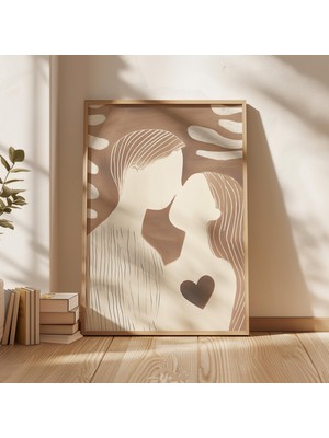 Ninastore Soyut Çift Kalp Sanat Baskısı: Minimalist Aşk Illüstrasyonu (Dijital Indirme)