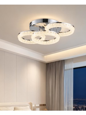 Apliqa Gomez 3'lü Krom 3 Renkli Modern Plafonyer LED Avize