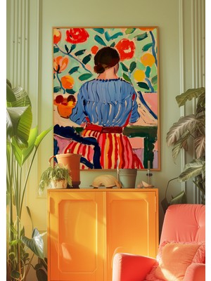 Ninastore Matisse Tarzı Kadın Sanat Baskısı: 70'ler Retro Duvar Dekoru (Dijital Indirme)