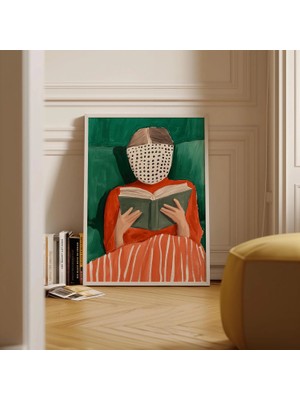Ninastore Soyut Okuma Sanat Baskısı: Modern Portre Dekorasyonu (Dijital Indirme)